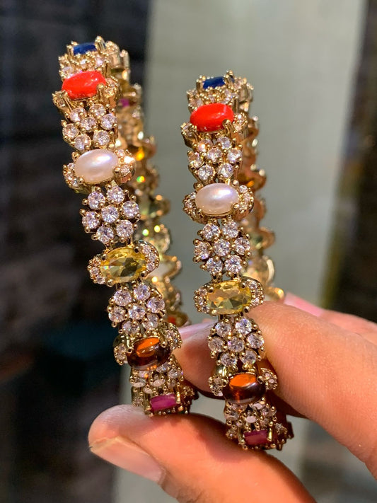 Opulent Crescent Crystal Bangles Multi Beads - TheFindify