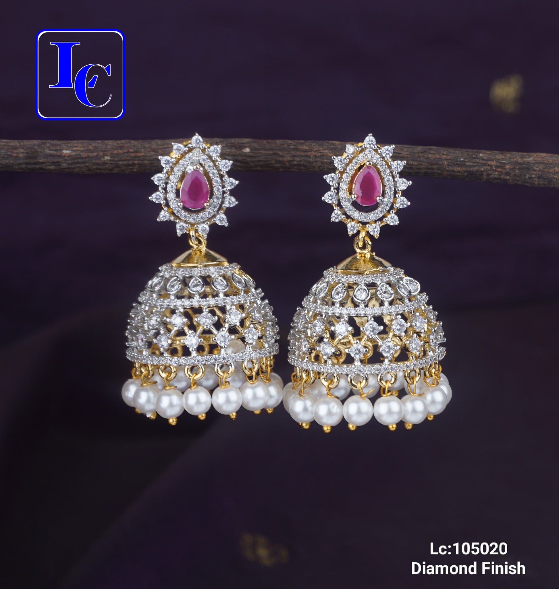 Diamond Finish Pearl Drop Earrings - TheFindify