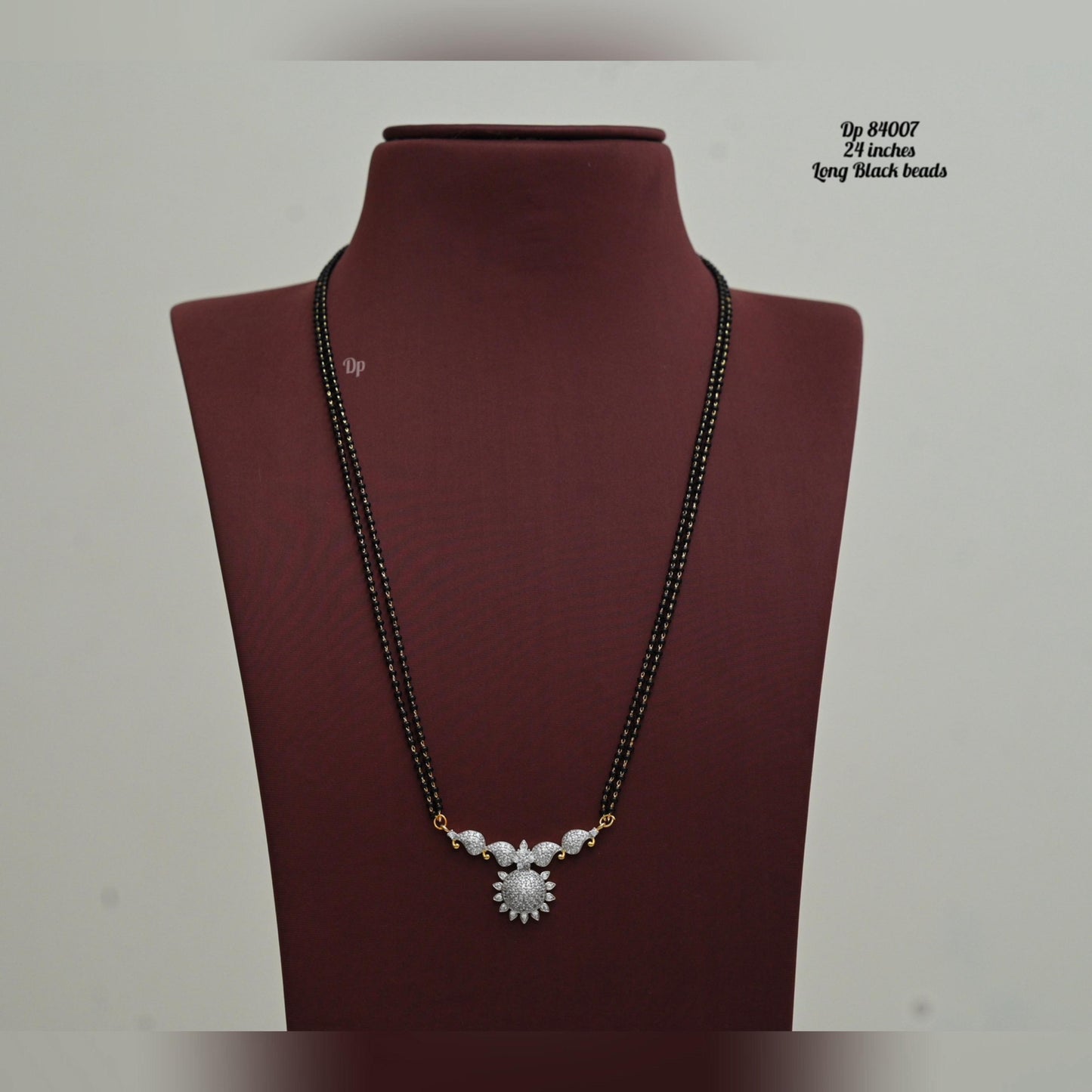 Saanjh Floral Black Beads Chain