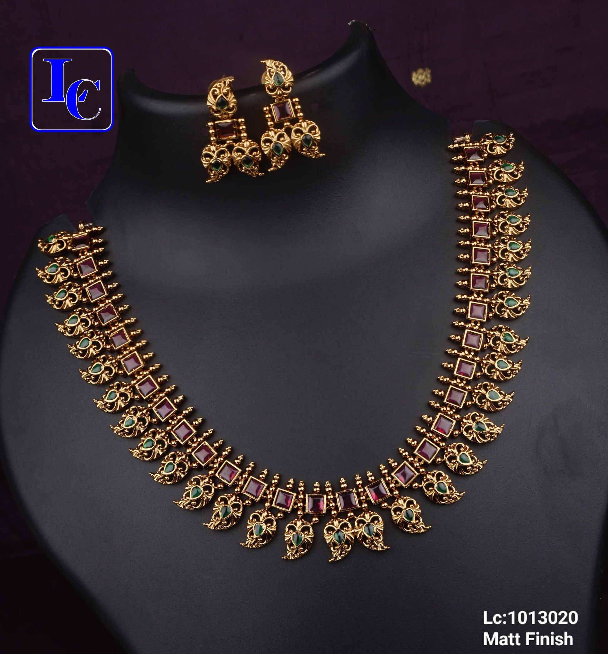 Matte Finish Mango Short Necklace Set - TheFindify