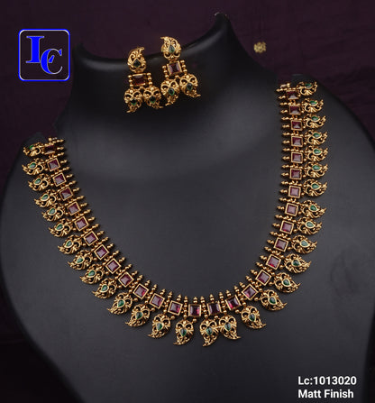 Matte Finish Mango Short Necklace Set - TheFindify