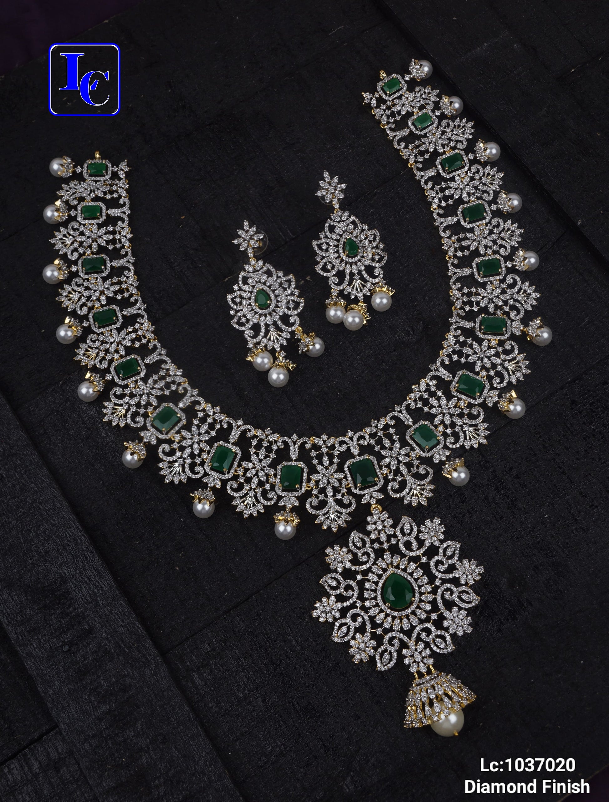 FloraTwist American Diamond Finish Bridal Necklace - TheFindify