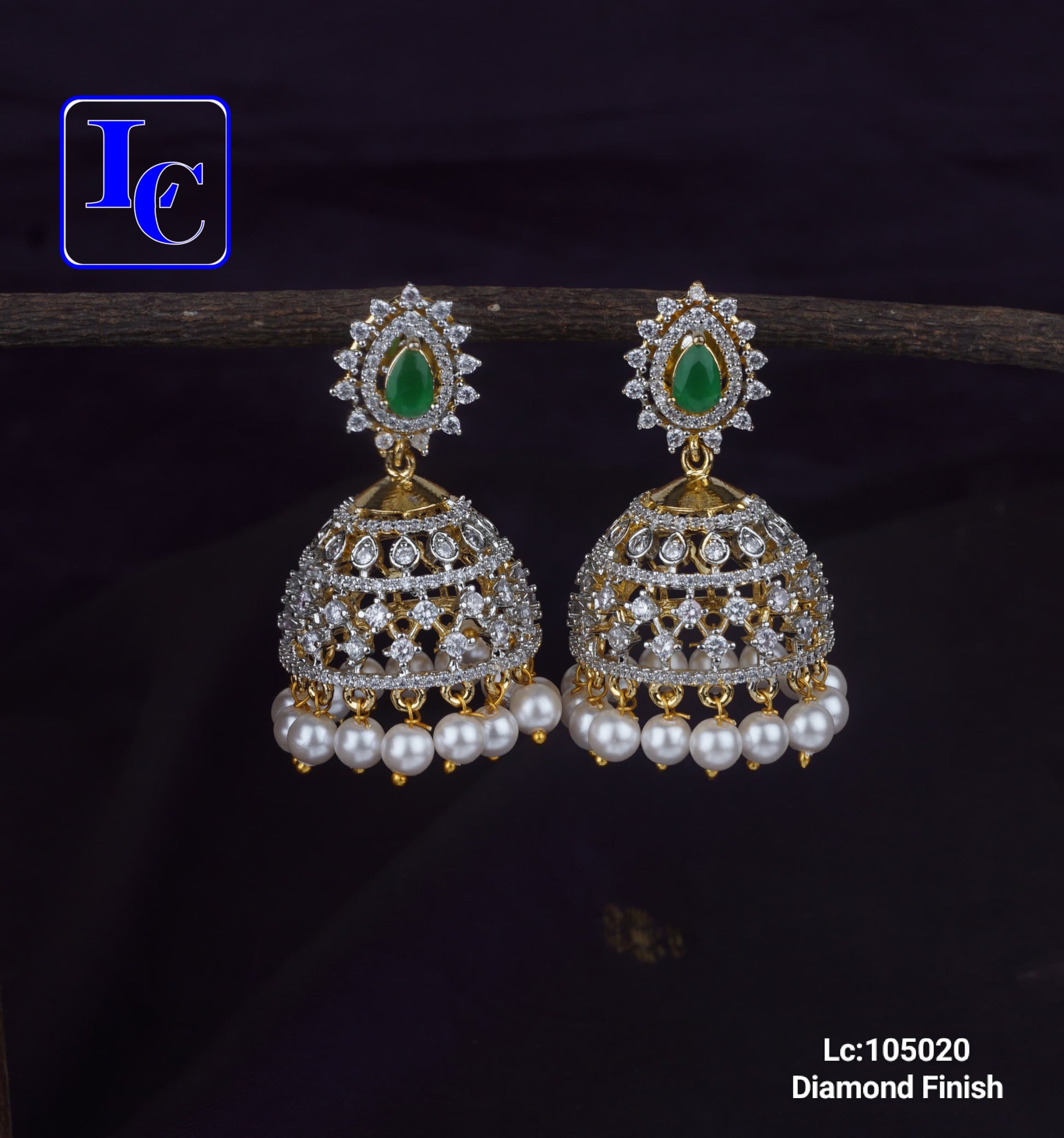 Diamond Finish Pearl Drop Earrings - TheFindify