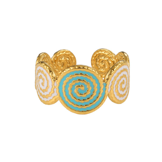 Geometric Color Block Stainless Steel Rings