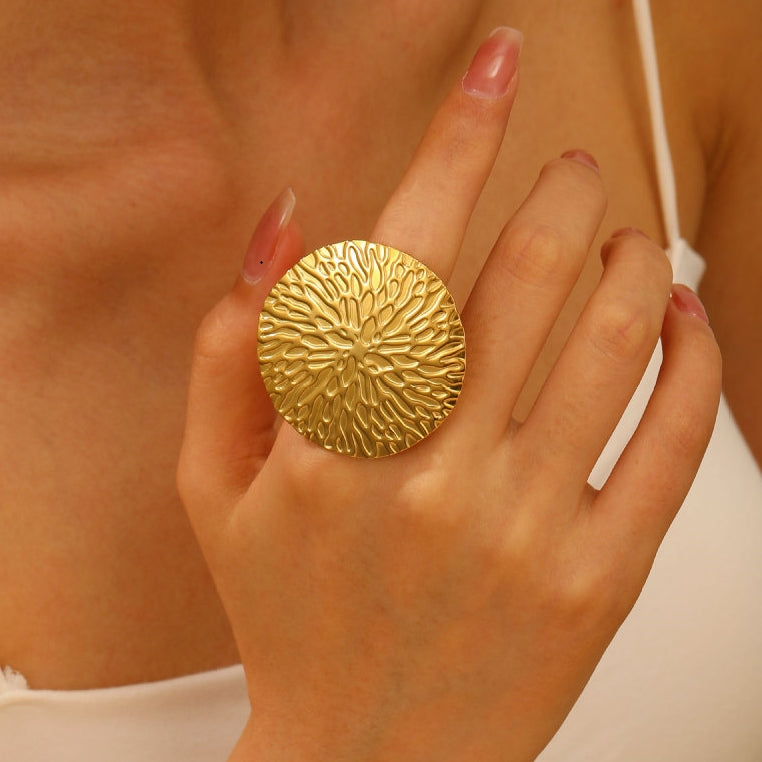 Textured Sunburst Statement Ring