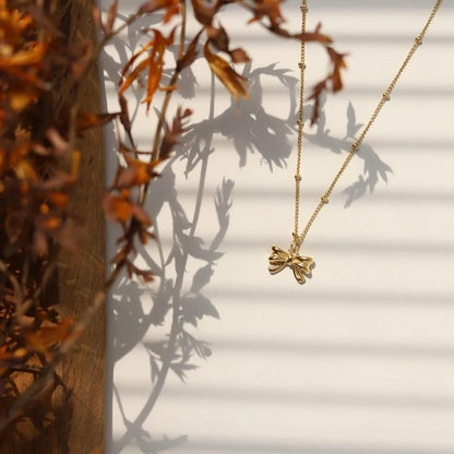 Bow Anti Tarnish 18k Gold Plated Necklace - TheFindify