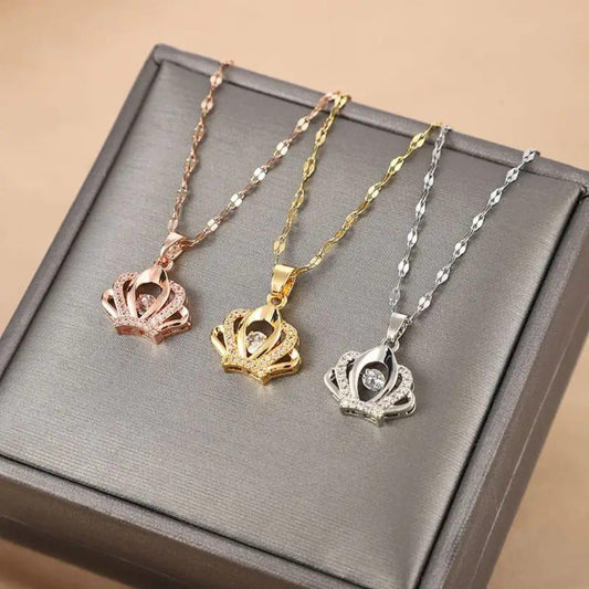 Crown Anti Tarnish 18k Gold Plated Necklace - TheFindify