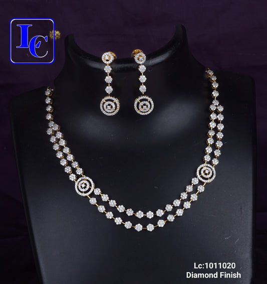 Double Layered Diamond Finish Necklace - TheFindify