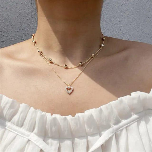 Double Layered Anti Tarnish 18k Gold Plated Necklace - TheFindify