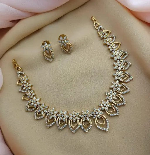 Sun Flower Leaf Drop Necklace Set - TheFindify