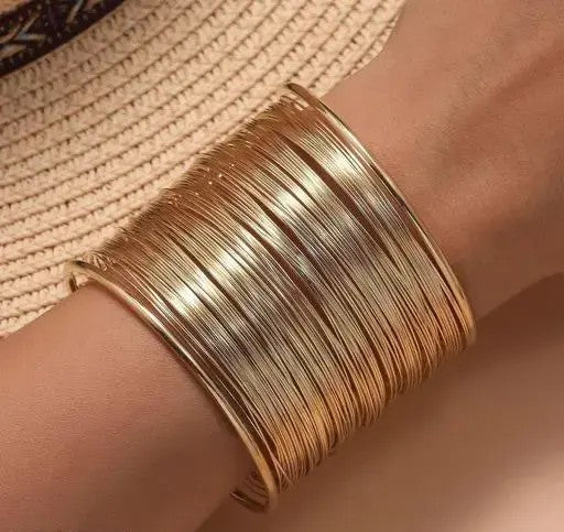Gold Plated Party Statement Mesh Design Bracelet - TheFindify