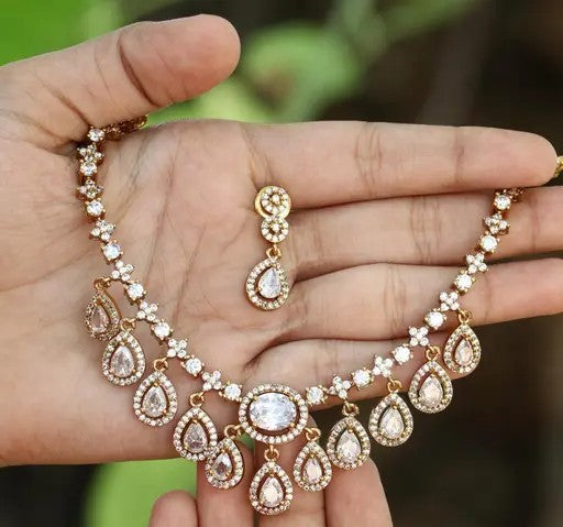 Ocean Drop Stone Necklace With Earrings - TheFindify