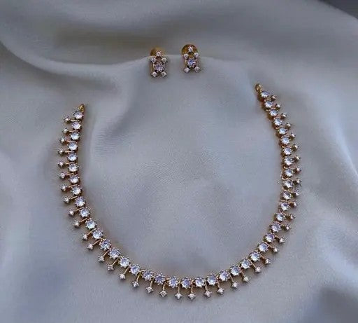 Matte Finish Ad Stone Party Necklace - TheFindify