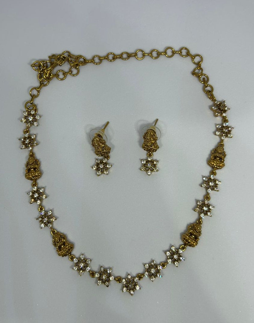 Goddess Lakshmi Floral Necklace Set