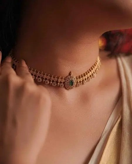 Statement Choker Paired with Ethnic Earrings - TheFindify