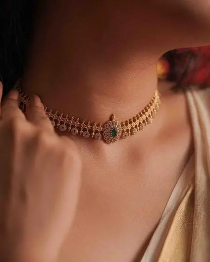 Statement Choker Paired with Ethnic Earrings - TheFindify