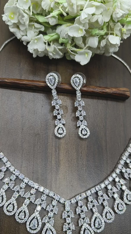 Radiant Raindrop Diamond Necklace Set