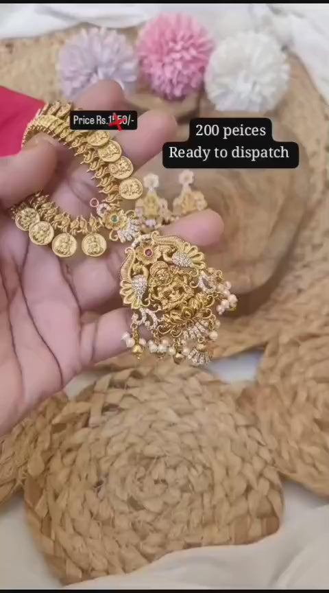 26 inches long lakshmi Kasuharam+Earrings+Back chain