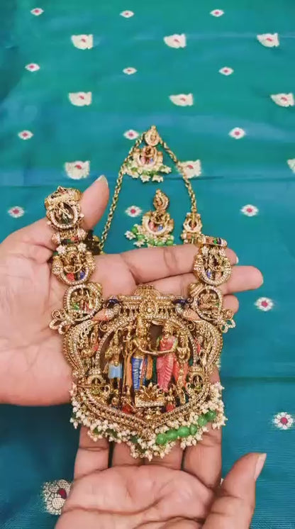 👑 Srinivasa Kalyana Haram – Royal Temple Bridal Necklace