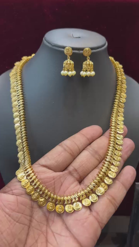 Gold Finish Kasula Long Necklace