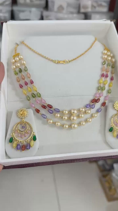 Charming Pink Beads Necklace Set