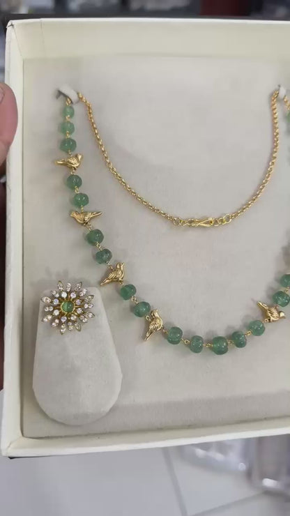 Grean Pearl Necklace Set