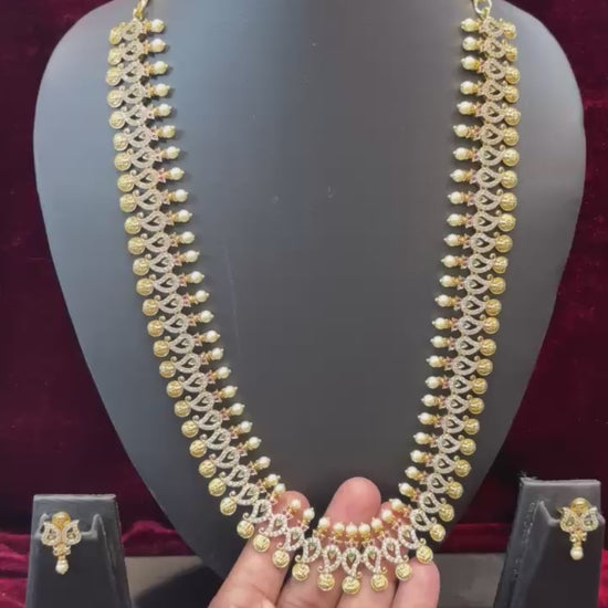 Mango Kasula Long Necklace With Earrings