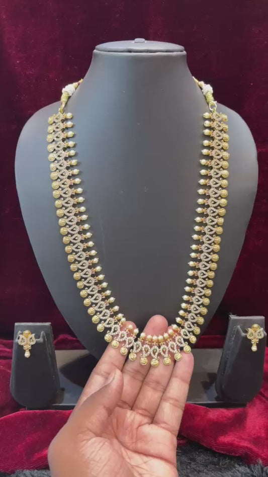 Mango Kasula Long Necklace With Earrings