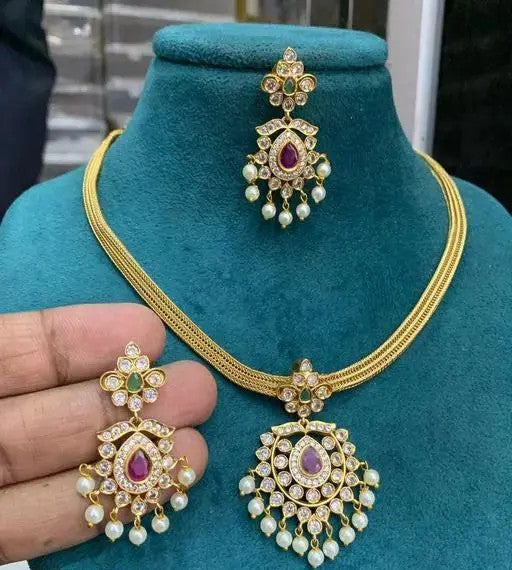 Nan Tadu Pearl Drop Necklace With Earrings - TheFindify
