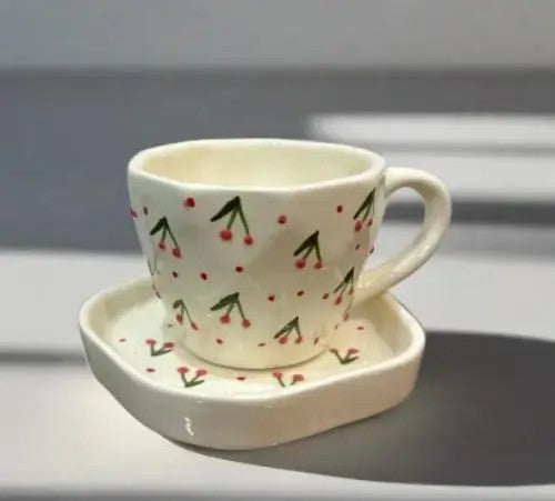 Berry Cheery 3D Handcrafted Cup With Saucer - TheFindify