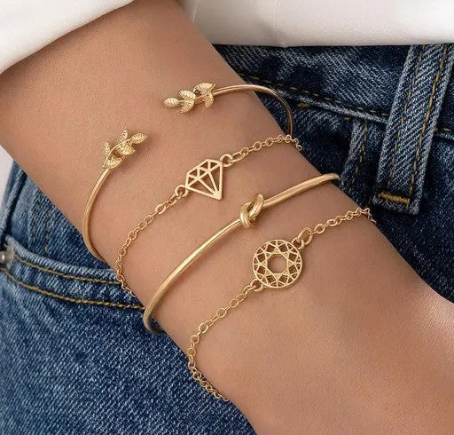 Elite Fusion Gold Toned Bracelet Set of 4 - TheFindify