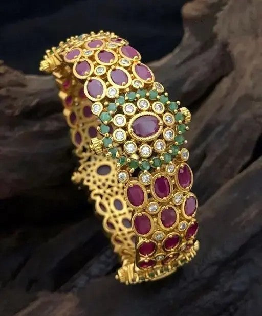 One Gram Gold American Diamond Openable Kada - TheFindify